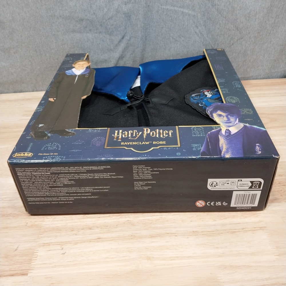 Harry Potter Ravenclaw Robe Kids Hooded Costume Wand Pocket 10-12x Black Blue - Picture 7 of 7